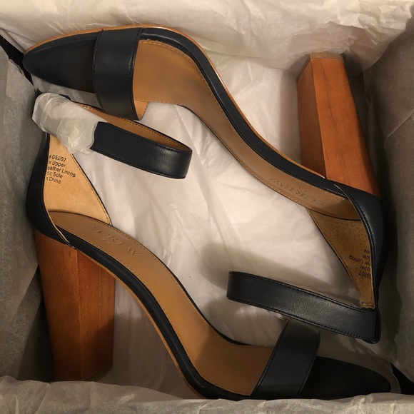 J. Crew Shoes - J.Crew Leather Stacked Heel Sandal